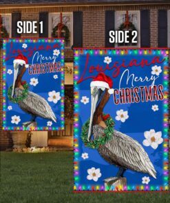 louisiana merry christmas flag brown pelican and magnolia bnn700f 7636