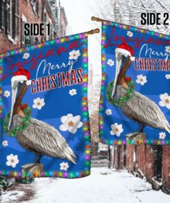 louisiana merry christmas flag brown pelican and magnolia bnn700f 8769