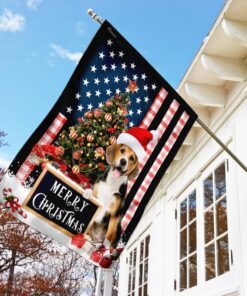 merry christmas beagle flag 1114