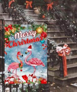 merry christmas flamingo flag 1078