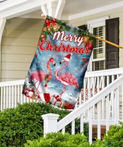 merry christmas flamingo flag 2405