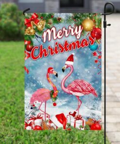 merry christmas flamingo flag 5434