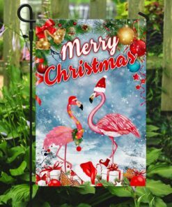 merry christmas flamingo flag 7386