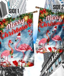 merry christmas flamingo flag 8862