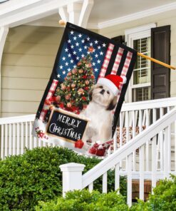 merry christmas shih tzu flag 1427