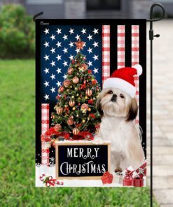 merry christmas shih tzu flag 2116