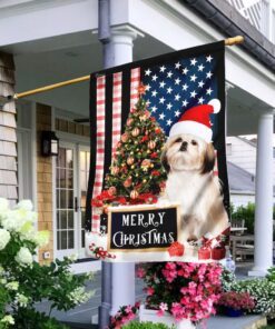 merry christmas shih tzu flag 2498