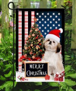 merry christmas shih tzu flag 6420