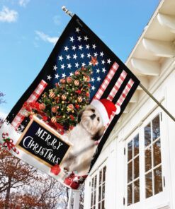 merry christmas shih tzu flag 7990