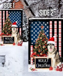 merry christmas siberian husky flag 2647