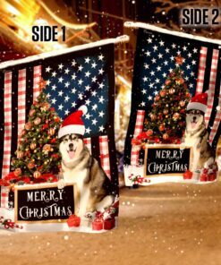 merry christmas siberian husky flag 7096