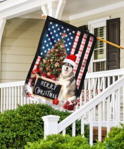 merry christmas siberian husky flag 8347