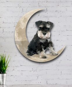 miniature schnauzer dog and moon hanging metal sign qnk879msv15 1043