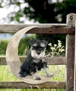 miniature schnauzer dog and moon hanging metal sign qnk879msv15 1882