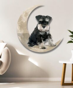 miniature schnauzer dog and moon hanging metal sign qnk879msv15 4669