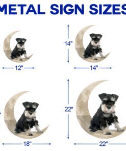 miniature schnauzer dog and moon hanging metal sign qnk879msv15 8571