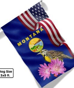 montana state meadowlark bird and bitterroot flower flag mln1141fv18 2878