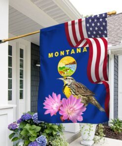 montana state meadowlark bird and bitterroot flower flag mln1141fv18 6571