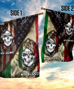 my home my blood mexican american skull flag 5692