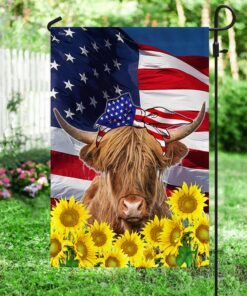 patriotic highland cow flag sunflower 4th of july tqn207fv1 6969