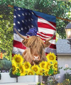 patriotic highland cow flag sunflower 4th of july tqn207fv1 8289