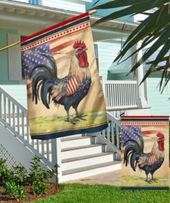 patriotic rooster 4th of july flag tqn1294f 7376