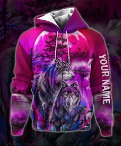 personalized romantic wolf couple zip hoodie custom name dbd2938zhct 7175