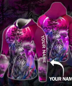 personalized romantic wolf couple zip hoodie custom name dbd2938zhct 7285