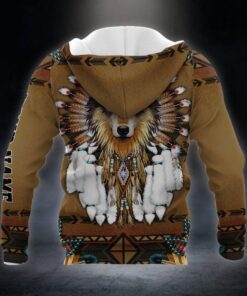 personalized wolf native american zip hoodie custom text thb2937zhct 1126