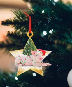 pig christmas custom shaped ornament star ntb392o 4919