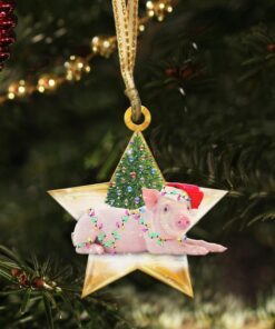 pig christmas custom shaped ornament star ntb392o 5530