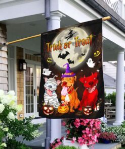 pitbull hallowen trick or treat flag 3923