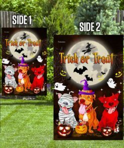 pitbull hallowen trick or treat flag 5034