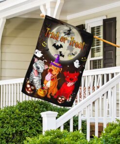 pitbull hallowen trick or treat flag 5762