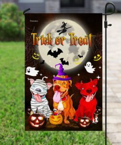 pitbull hallowen trick or treat flag 6213