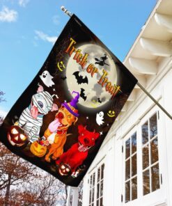 pitbull hallowen trick or treat flag 6280