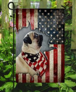 pug happy 4th of july. american us flag 4351