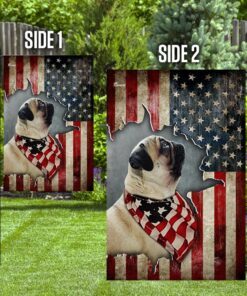 pug happy 4th of july. american us flag 4594