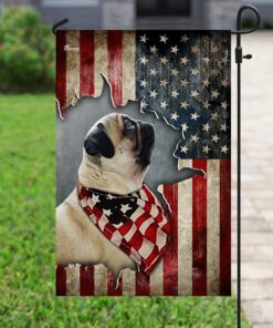 pug happy 4th of july. american us flag 5473