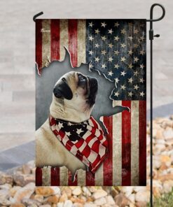 pug happy 4th of july. american us flag 6453