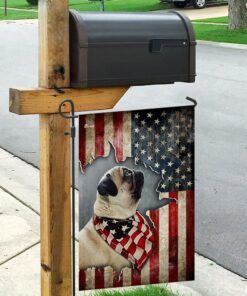 pug happy 4th of july. american us flag 7061