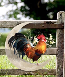 rooster and moon hanging metal sign qnk1005msv1 5433