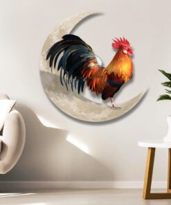 rooster and moon hanging metal sign qnk1005msv1 6538