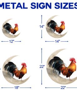 rooster and moon hanging metal sign qnk1005msv1 8105