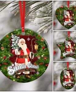 santa claus is coming to town ceramic ornament 1078