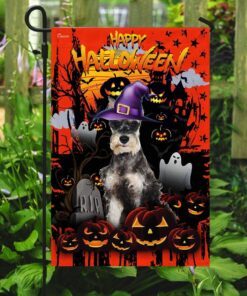 schnauzer happy halloween flag 1390