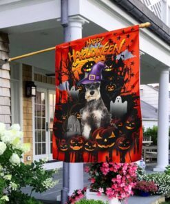 schnauzer happy halloween flag 3845