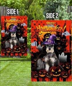 schnauzer happy halloween flag 6290