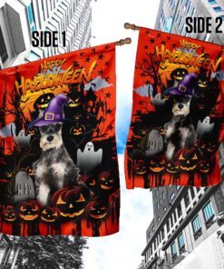 schnauzer happy halloween flag 7790