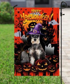 schnauzer happy halloween flag 8573